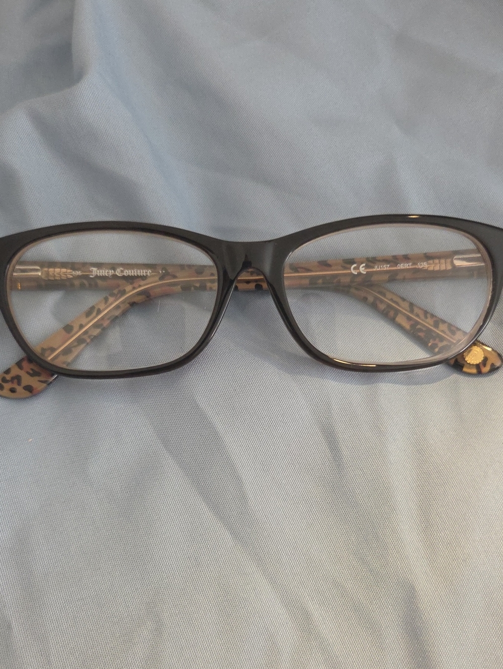 Juicy Couture Black Front Eyeglass Frames with Leopard Print Temples